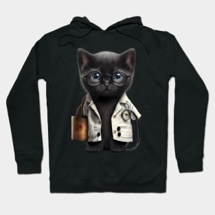 Doctor black cat in white coat with stethoscope Hoodie